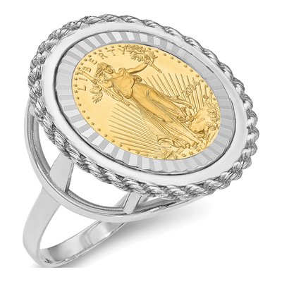 14K White Gold American Eagle Coin Bezel Ring