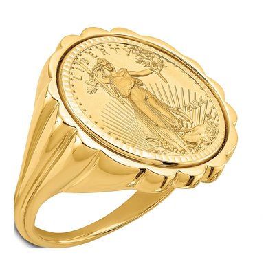 14K Yellow Gold Coin Ring
