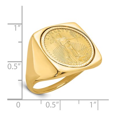 Men's 14K Yellow Gold American Eagle Coin Ring – view 2