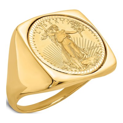 Men's 14K Yellow Gold American Eagle Coin Ring
