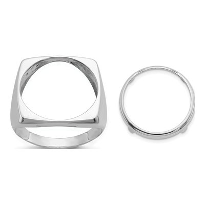 14K White Gold Coin Bezel for Oz Eagle Coin Bezel