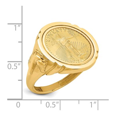 Men's 14K Yellow Gold American Eagle Coin Ring – view 2