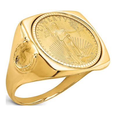 Men's 14K Yellow Gold Coin Ring