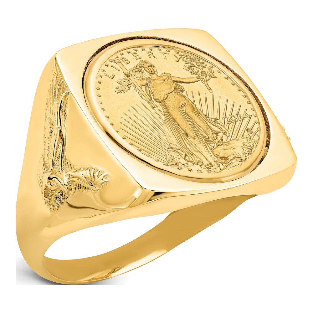 Men's 14K Yellow Gold American Eagle Coin Ring