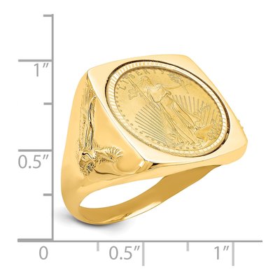 Men's 14K Yellow Gold American Eagle Coin Ring – view 2