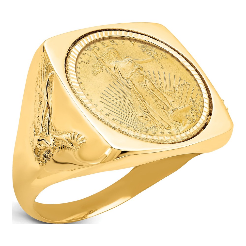 Men's 14K Gold American Eagle Coin Ring