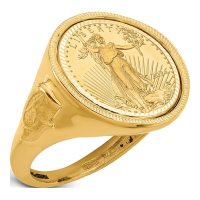 Men's 14K Yellow Gold American Eagle Coin Ring