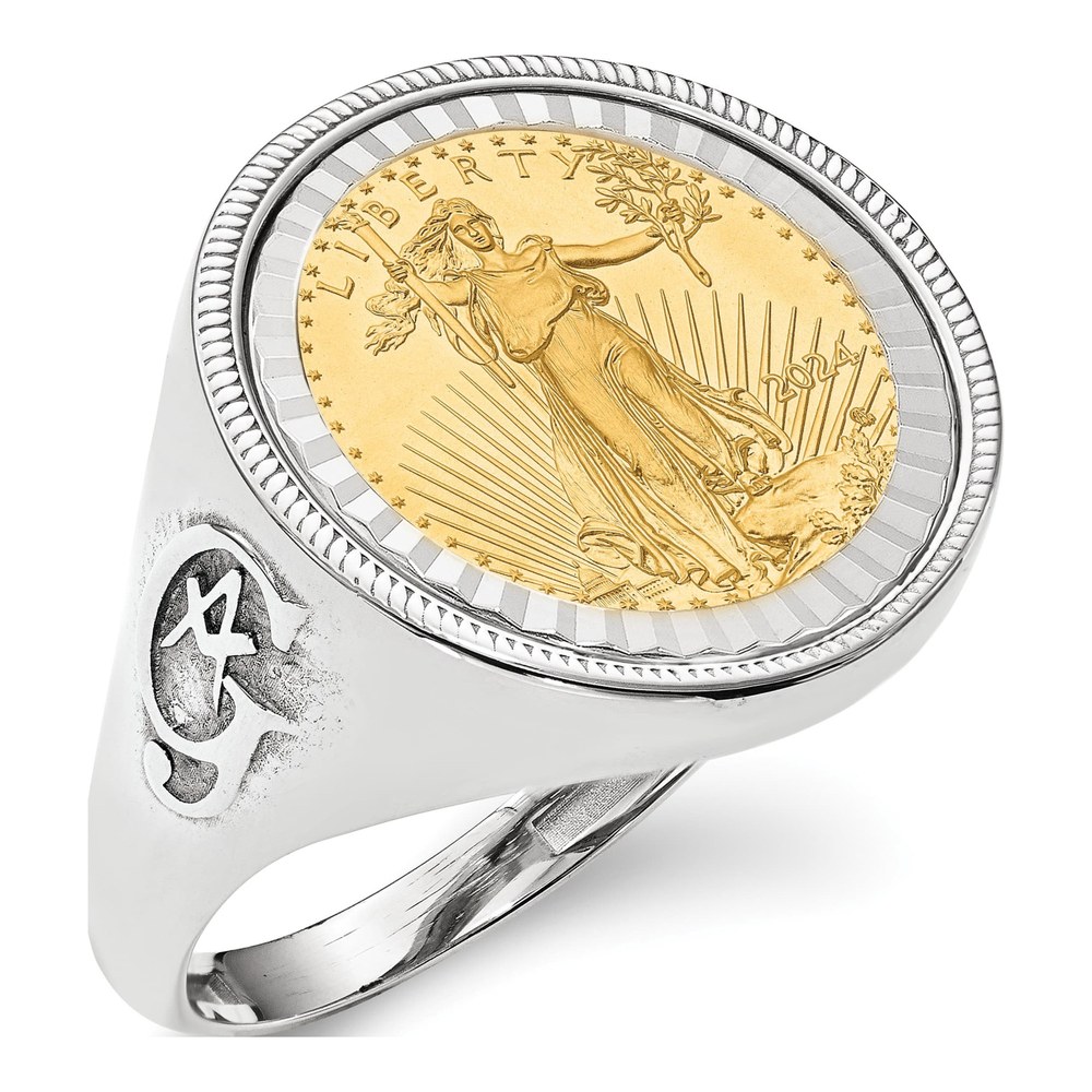 Men's 14K White Gold American Eagle Coin Ring