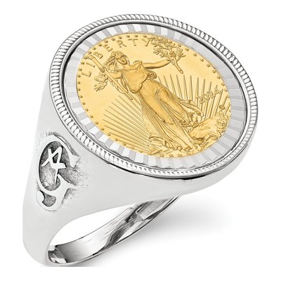 Men's 14K White Gold American Eagle Coin Ring