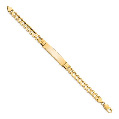 14K Yellow Gold Curb Link ID Bracelet – view 2
