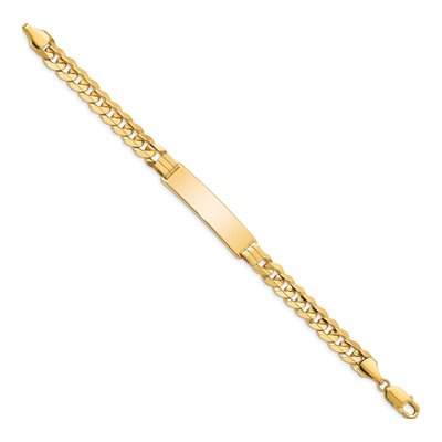 14K Yellow Gold Curb Link ID Bracelet – view 3