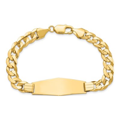 14K Yellow Gold Curb Link ID Bracelet – view 5