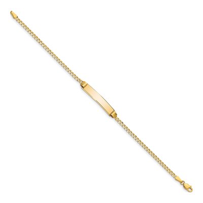 14K Yellow Gold Curb Link ID Bracelet – view 3