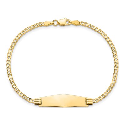 14K Yellow Gold Curb Link ID Bracelet – view 5