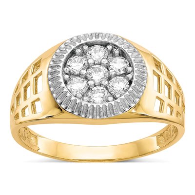 Men's 14K Yellow Gold CZ Cluster Ring