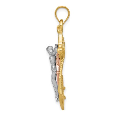 14K Tri-Color Gold Mariners Cross Pendant – view 3