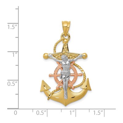 14K Tri-Color Gold Mariners Cross Pendant – view 4
