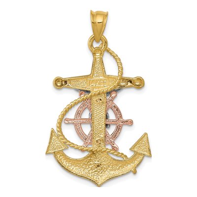 14K Tri-Color Gold Mariners Cross Pendant – view 5