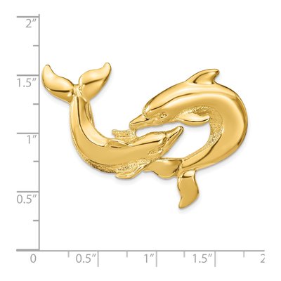14K Yellow Gold Fits Up to Double Dolphins Slide Pendant – view 4