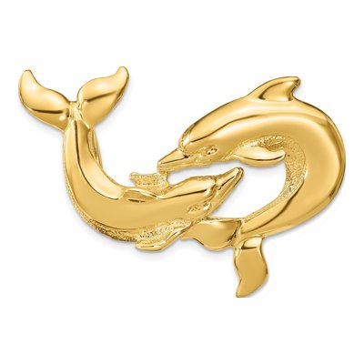 14K Yellow Gold Fits Up to Double Dolphins Slide Pendant