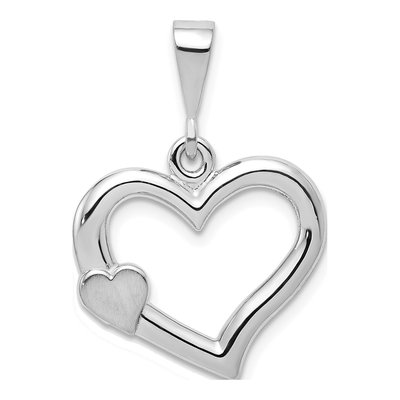 14K White Gold 3-D Heart Pendant