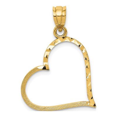14K Yellow Gold Reversible Heart Pendant