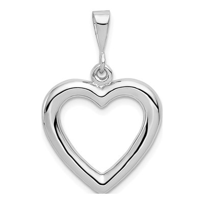 14K White Gold Heart Pendant
