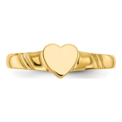 14K Yellow Gold Kids' Heart Signet Ring – view 6