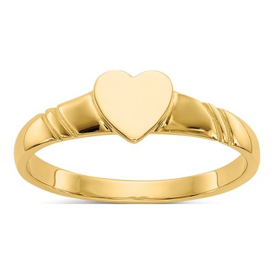 14K Yellow Gold Kids' Heart Signet Ring