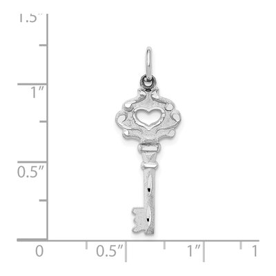 14K White Gold Diamond-Cut Heart Key Charm – view 4
