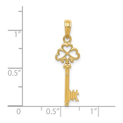 14K Yellow Gold 3-D Hearts Key Pendant – view 5