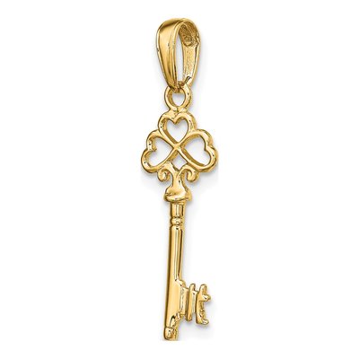 14K Yellow Gold 3-D Hearts Key Pendant – view 6