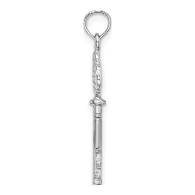 14K White Gold 3-D Hearts Key Pendant – view 3