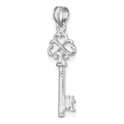 14K White Gold 3-D Hearts Key Pendant – view 5