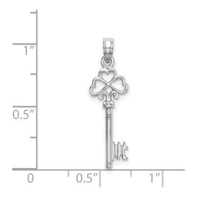 14K White Gold 3-D Hearts Key Pendant – view 6