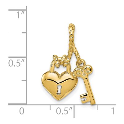 14K Yellow Gold Key Heart Lock Charm – view 4