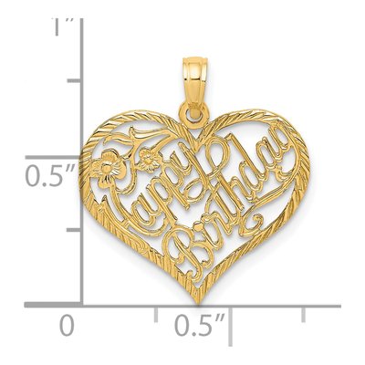 14K Yellow Gold Happy Birthday Heart Charm – view 4