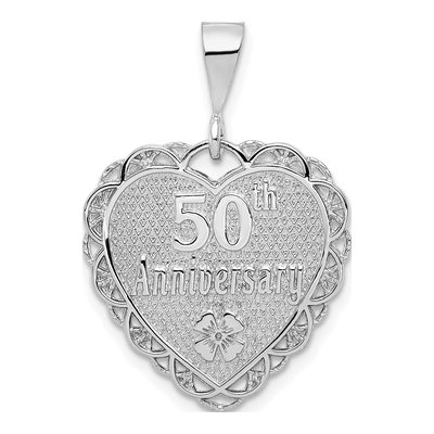 14K White Gold 50th Anniversary Reversible Charm