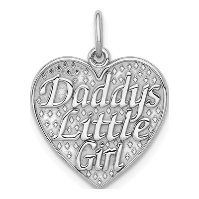 14K White Gold Daddy's Little Girl Heart Charm