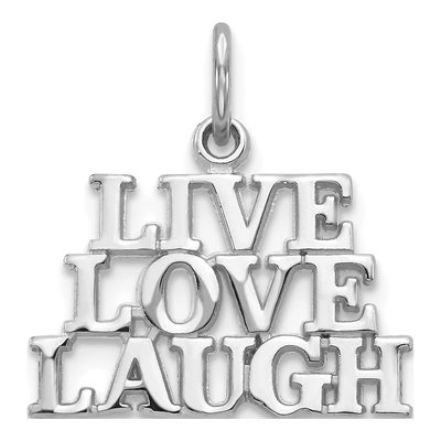 14K White Gold LIVE LOVE Laugh Pendant