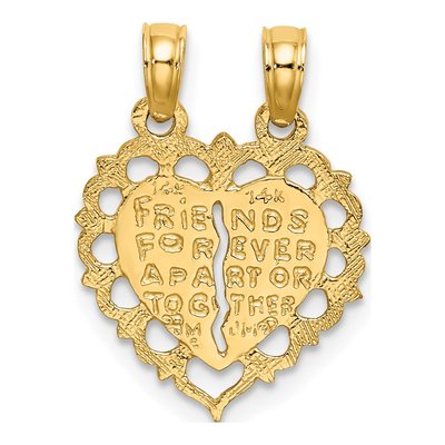 14K Yellow Gold Best Friends Break-Apart Heart Charm – view 4