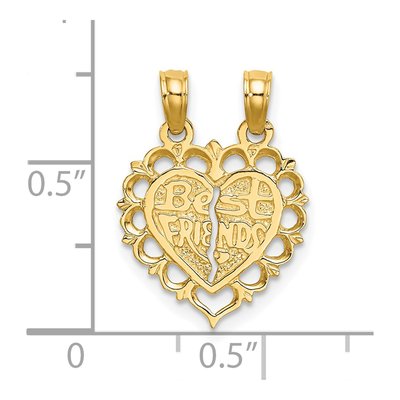 14K Yellow Gold Best Friends Break-Apart Heart Charm – view 5