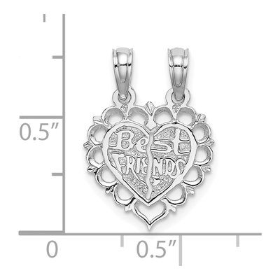 14K White Gold Best Friend Heart Set Charm – view 4
