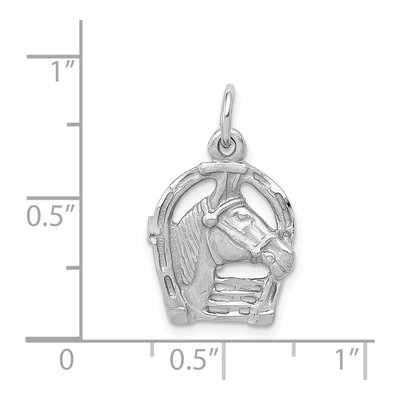 14K White Gold Horse Head Horseshoe Pendant – view 4