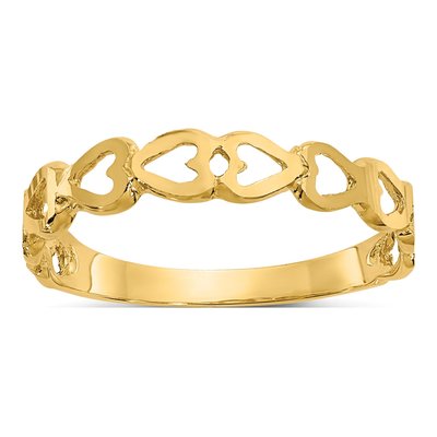 14K Yellow Gold Hearts Ring
