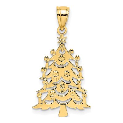 14K Yellow Gold Christmas Tree Pendant