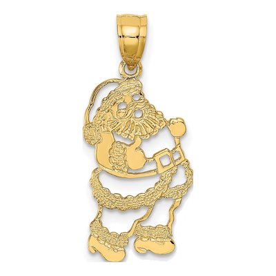 14K Yellow Gold Cut-Out Santa Pendant
