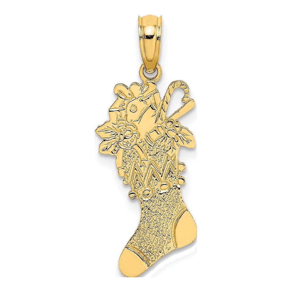 14K Yellow Gold Christmas Stocking Charm