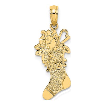 14K Yellow Gold Christmas Stocking Charm