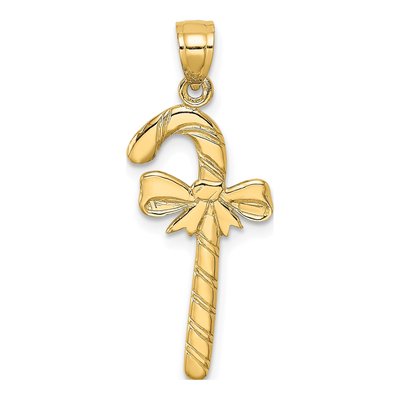 14K Yellow Gold Candy Cane Pendant